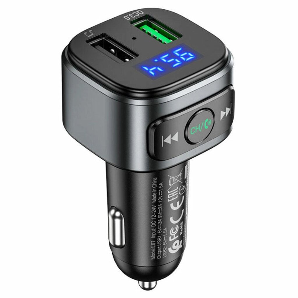 АЗП з FM-модулятором HOCO E67 Fighter QC3.0 18W car BT FM transmitter Black - характеристики