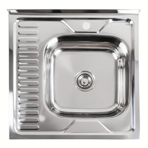 Кухонна мийка з неіржавкої сталі Platinum ПОЛІрування 6060 R (0,7/160 мм)