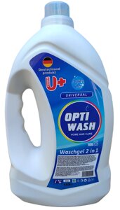 Гель для прання OptiWash Universal U+ з ополіскувачем для всіх видів тканин універсальний 4л