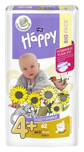 Підгузки Bella Baby Happy Maxi Plus 4+9-20 кг) 62 шт.