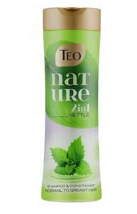 Шампунь-бальзам для нормального та жирного волосся - Teo Nature 2in1 Shampoo & Conditioner Nettle 350ml