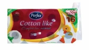 Папір туалетний PERFEX Cotton Like 3 шари 16шт