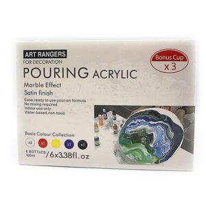 Акрилові фарби для малювання 6 кольорів, по 100 мл, пастель у пляшці Art Rangers