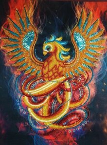 Набір для вишивки бісером "Фенікс-Вогняний птах" вогонь, змія, часткова викладка, Чехія, 32х42 см