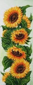 Набір для вишивки бісером "Соняшники" букет, квіти, вінтажний, часткова викладка, Чехія, 27x68 см