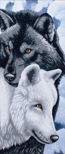 Набір для вишивки бісером "Закохана пара вовків" любов, назавжди, зустріч, часткова викладка, Чехія, 32x75 см