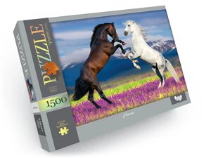 Пазл картонний Коня на лузі коня упряжка Вільний 1500 елементів класичний пазл 68х47,5 см Danko toys