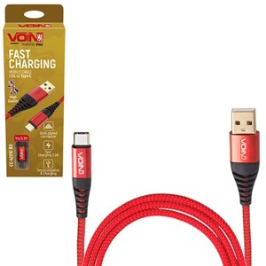 Кабель VOIN CC-4201C RD USB — Type C 3 А, 1 m, red (швидке заряджання/передавання даних) (CC-4201C RD)