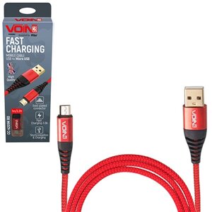 Кабель VOIN CC-4201M RD USB — Micro USB 3 А, 1 m, red (швидке заряджання/передавання даних) (CC-4201M RD)