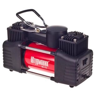 Компресор "Штурмовик" АС-72 150psi/25Amp/90л/2 циліндри/PU шланг 5,0 м з дефлятором/клемами АКБ (АС-72)