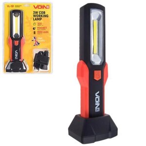 Переносна лампа "VOIN" VL-191 12 V/220 V/3W-COB+2 LED-нр/акб/USB+microusb/магніт/база (VL-191)