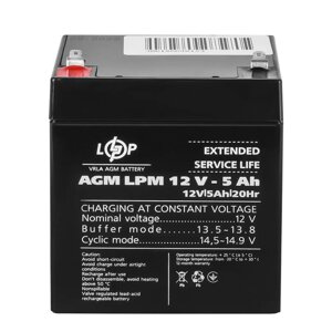 AGM аккумулятор LogicPower 12V 5Ah LPM 12-5