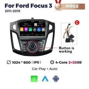 Штатна магнітола Ford Focus 3 (2011-2019) M95 (2/32 Гб), HD (1280x720) QLED, GPS