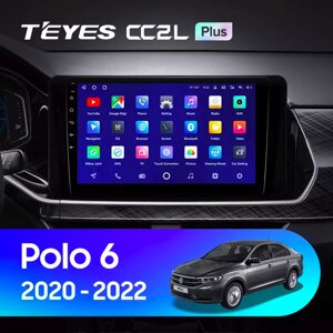 Штатна магнітола Teyes CC2L Plus 2/32 для Volkswagen Polo Mk6 VI 6 2020 - 2022 Android