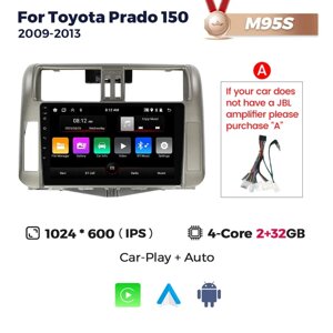 Штатна магнітола Toyota Land Cruiser Prado 4 (J150) (2009-2013) M95 (2/32 Гб), HD (1280x720) QLED, GPS