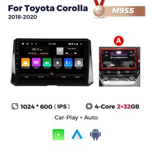 Штатна магнітола Toyota Corolla (E21) (2018-2020) M95 (2/32 Гб), HD (1280x720) QLED, GPS