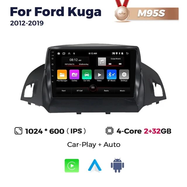 Штатна магнітола Ford Kuga 2, Escape 3 (2012-2019) M95 (2/32 Гб), HD (1280x720) QLED, GPS від компанії Мега Звук - фото 1