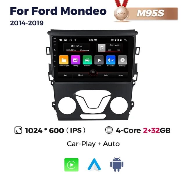 Штатна магнітола Ford Mondeo 5, Fusion 2 (2014-2019) M95 (2/32 Гб), HD (1024x600) IPS, GPS від компанії Мега Звук - фото 1