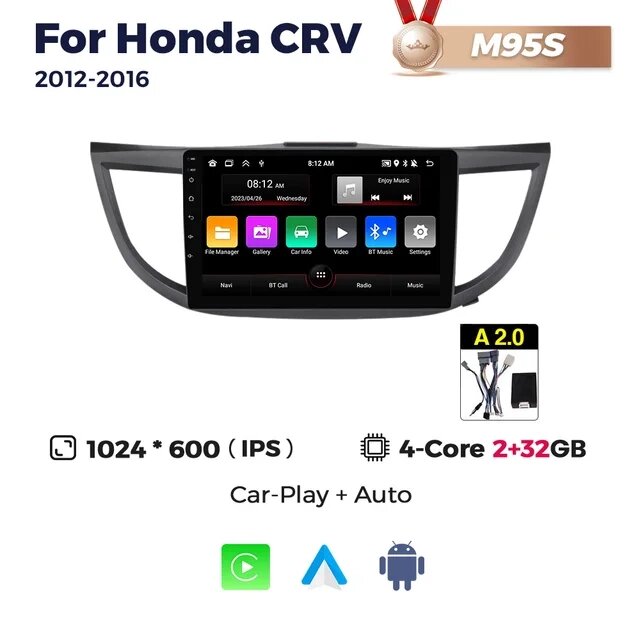 Штатна магнітола Honda CR-V 4 (2012-2016) M95 (2/32 Гб), HD (1280x720) QLED, GPS від компанії Мега Звук - фото 1