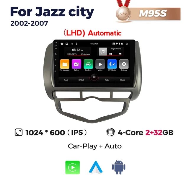 Штатна магнітола Honda Jazz 2, City 4 (2002-2007) M95 (2/32 Гб), HD (1280x720) QLED, GPS від компанії Мега Звук - фото 1