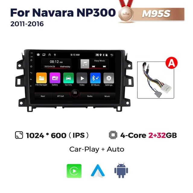 Штатна магнітола Nissan Navara (NP300) (2011-2016) M95 (2/32 Гб), HD (1280x720) QLED, GPS від компанії Мега Звук - фото 1