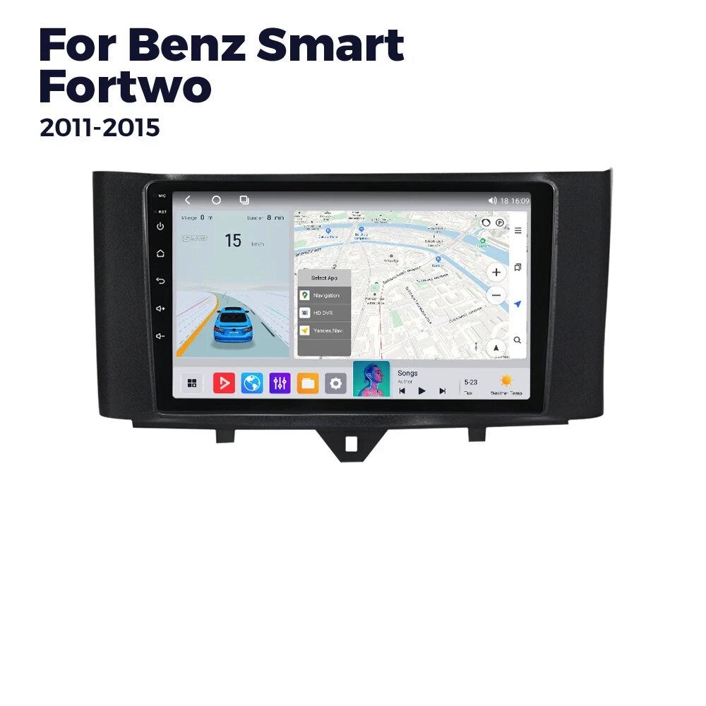 Штатна магнітола Smart Fortwo (2011-2014) M200 (2/32 Гб), HD (1280x720) QLED, GPS + 4G + CarPlay від компанії Мега Звук - фото 1