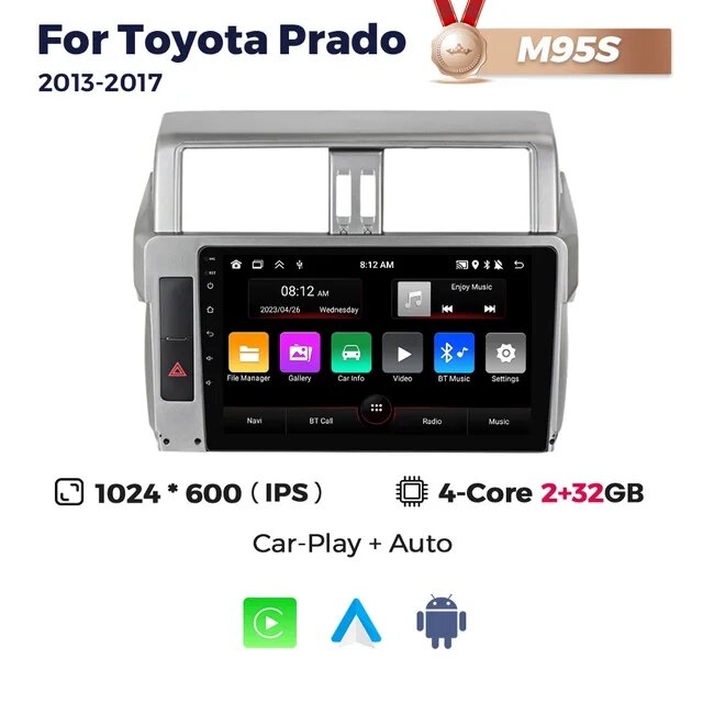 Штатна магнітола Toyota Land Cruiser Prado (J150) (2013-2017) M95 (2/32 Гб), HD (1280x720) QLED, GPS від компанії Мега Звук - фото 1