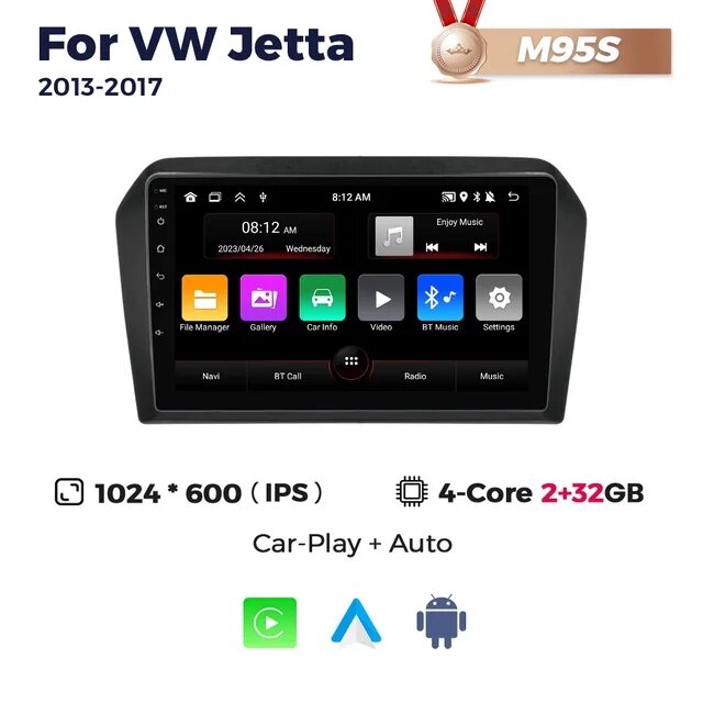 Штатна магнітола Volkswagen Jetta 6 (2013-2017) M95 (2/32 Гб), HD (1280x720) QLED, GPS від компанії Мега Звук - фото 1