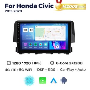 Штатна магнітола Honda Civic 10 (2015-2020) M200 (2/32 Гб), 2K (2000x1200) QLED, GPS + 4G + CarPlay