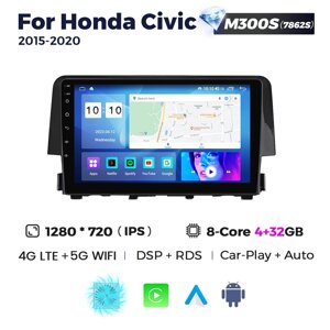 Штатна магнітола Honda Civic 10 (2015-2020) M600 (6/128 Гб), 2K (2000x1200) QLED, GPS + 4G + CarPlay