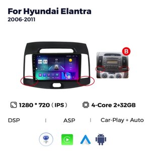 Штатна магнітола Hyundai Elantra (HD) (2006-2011) M600 (6/128 Гб), HD (1280x720) QLED, GPS + 4G + CarPlay