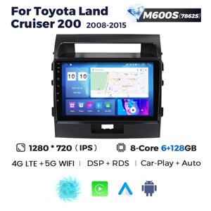 Штатна магнітола Toyota Land Cruiser 200 (2007-2015) M600 (6/128 Гб), 2K (2000x1200) QLED, GPS + 4G + CarPlay