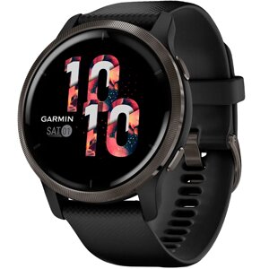 Смарт-годинник Garmin Venu 2 Slate Stainless Steel Bezel with Black Case and Silicone Band (010-02430-11/01)