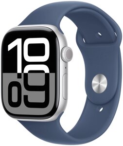 Apple Watch Series 10 GPS 46mm Silver Alu. Case w. Denim Sport Band - M/L (MWWM3)