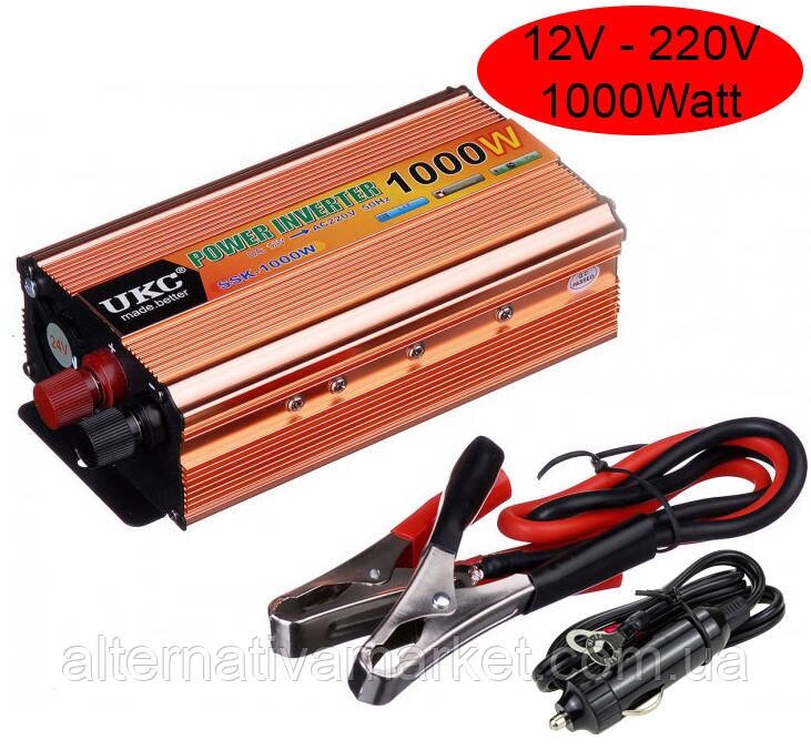 Інвертор 12V-220 "UKC 1000W", перетворювач напруги 12V-220V (1USB, 1 розетка, потужність 1000Вт) від компанії Є-сенс - фото 1