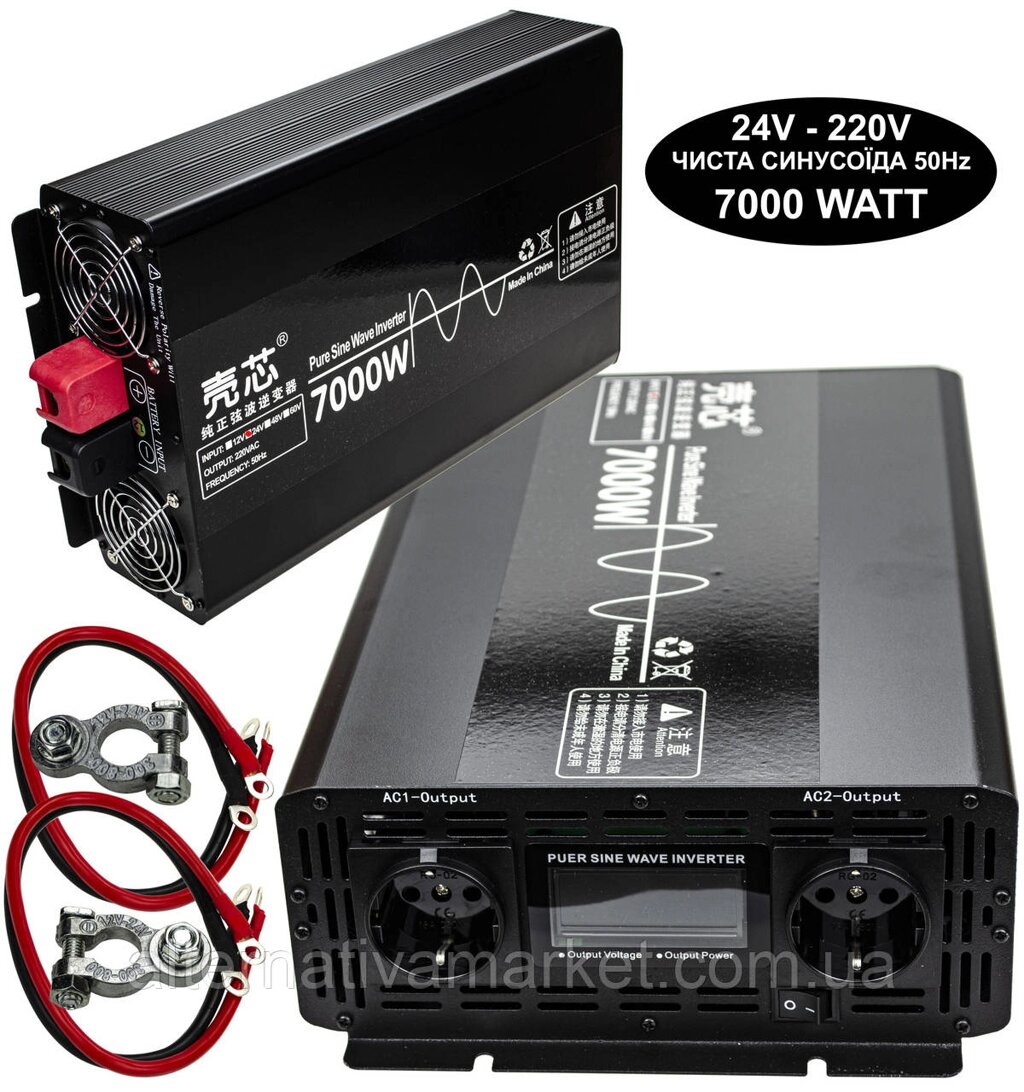 Інвертор 24V-220 "KAIX 7000W SIN", перетворювач напруги 24V-220V (Чиста Сінусоїда, 7000Вт) від компанії Є-сенс - фото 1