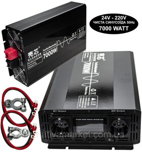 Інвертор 24V-220 "KAIX 7000W SIN", перетворювач напруги 24V-220V (Чиста Сінусоїда, 7000Вт)