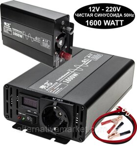 Інвертор 12V-220 "KAIX 1600W SIN", перетворювач напруги 12V-220V (Чиста Сінусоїда, 1600Вт)