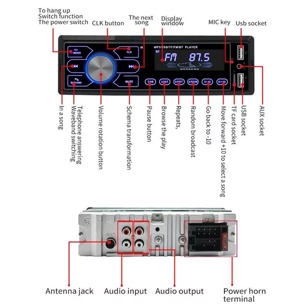 Автомобільна магнітола JSD-620 BT з Bluetooth і 2 USB 7 кольорів RGB від компанії "Ок, відправляємо" - фото 4