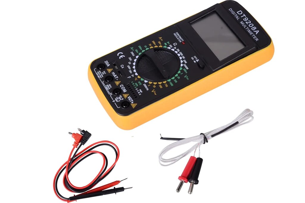 Цифровий мультиметр з дисплеєм, звуком та датчиком температури. Digital Multimeter DT-9208A від компанії Купуй чи бери у прокат - фото 1