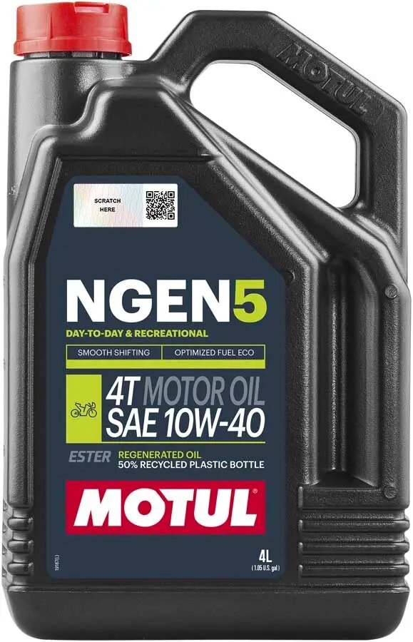 Олива для 4-х тактних двигунів мотоциклів, 4л. NGEN 5 SAE 10W40 4T MOTUL 111830 від компанії Купуй чи бери у прокат - фото 1