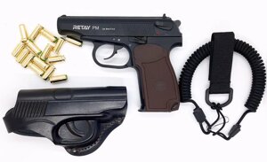 Стартовий пістолет Retay PM кал. 9мм + Патрон холостий 9мм 25шт + Кобура и Тренчик-карабін