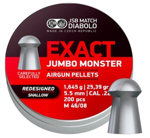 Кулі JSB Diabolo Exact Jumbo Monster Redesigned SHALLOW 5.52мм, 1.645г, 200шт