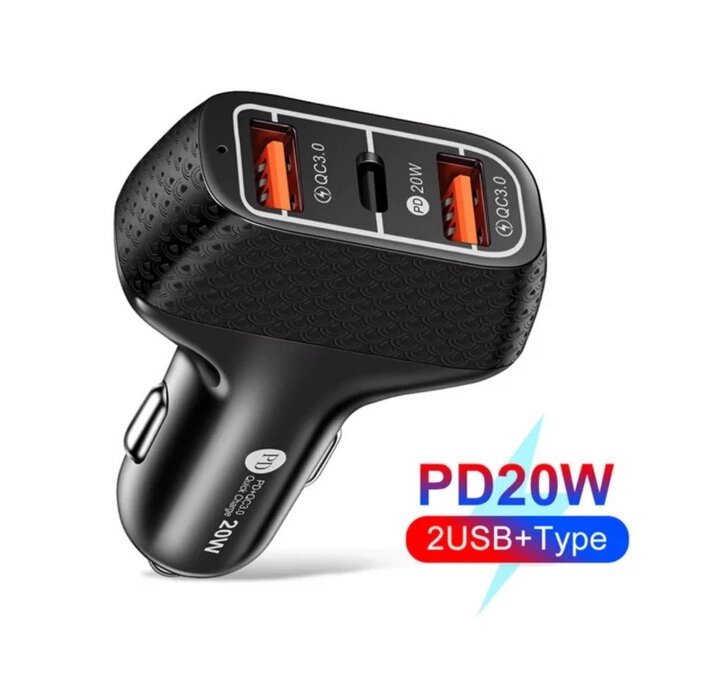 Автомобільний зарядний пристрій 3 port PD USB-C — QC USB FR87. Заряджання в машину від компанії А11 - фото 1