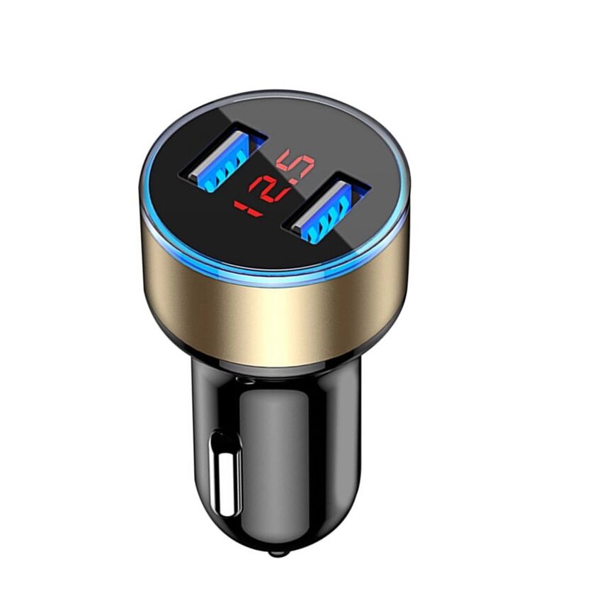 Автомобільний зарядний пристрій Quick Charge 3.1 USB 2 port LED Display XS1163 Золотистий. Заряджання в машину від компанії А11 - фото 1