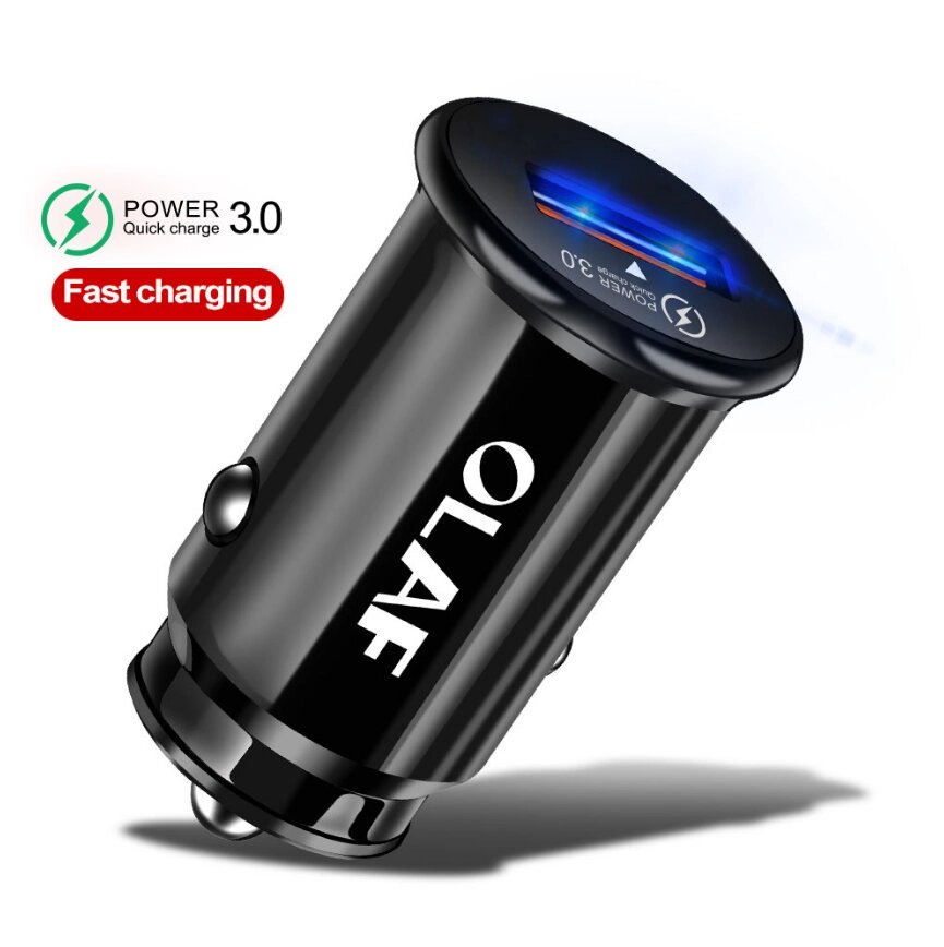 Автомобільний зарядний пристрій зі швидким заряджанням Quick Charge 3.0 USB Mini 1 port Olaf GT5412 Чорний від компанії А11 - фото 1