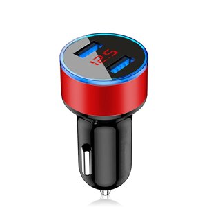 Автомобільний зарядний пристрій Quick Charge 3.1 USB 2 port LED Display XS1163 Червоний. Заряджання в машину