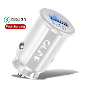 Автомобільний зарядний пристрій зі швидким заряджанням Quick Charge 3.0 USB Mini 1 port Olaf GT5412 Білий