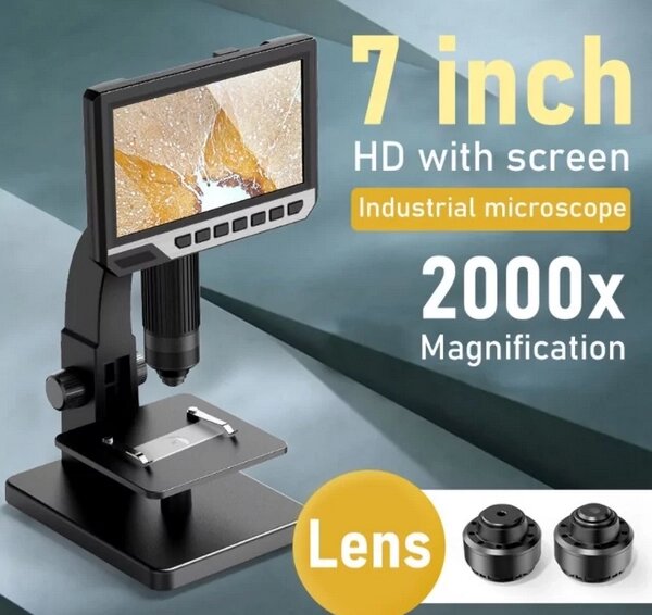 Цифровий мікроскоп для паяння 2000X Premium Microscope з великим дисплеєм + 2 лінзи VE332 від компанії А11 - фото 1