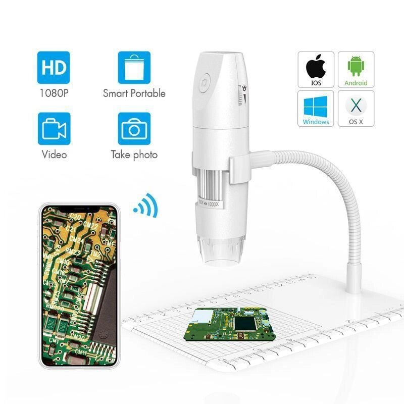 Цифровий мікроскоп Wi-Fi 1000Х HD 1080P Digital Microscope для телефона, смартфона, планшета BRE55 від компанії А11 - фото 1